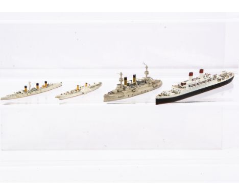 Mercator 1:1250 Waterline Ship Models, Nowik, Cruiser, 1900, No M313, with spares, Monte Rosa, Passenger Ship 1930, No M514A,