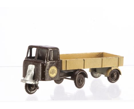 A Charbens GWR Scammell Mechanical Horse &amp; Trailer, dark brown cab, silver grille, 'G.W.R' labels, dark brown wheels, bei