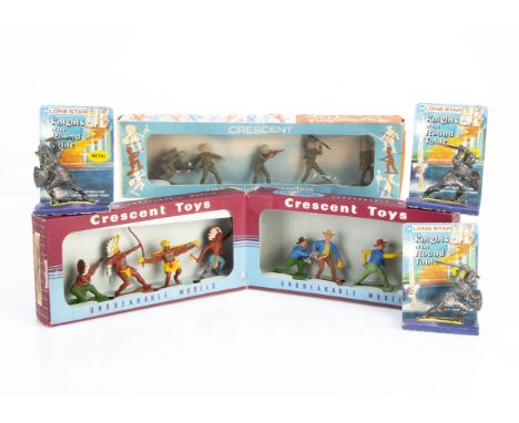 Crescent Toys boxed sets 584 COWBOYS/INDIANS and 1500 COMMANDOS, Lone Star Metallions Sir Bedivere (3), set 584, 1 cowboy mis