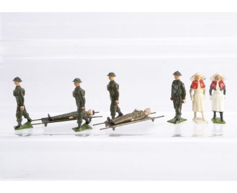 A selection of Britains British Modern Army Royal Army Medical Corps items comprising stretcher bearers in battle dress (17),
