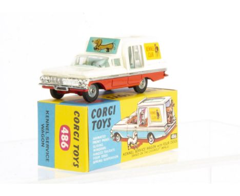 A Corgi Toys 486 Chevrolet Impala Kennel Service Wagon, white/red body, pale blue interior, animated roof sign, detailed cast