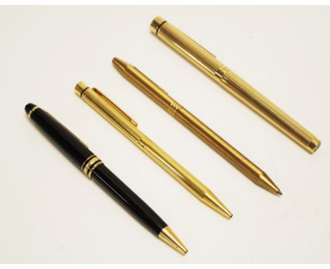 Four various vintage pens to include a Montblanc Pix ballpoint pen, a Sheaffer fountain pen with a 14K nib, a ballpoint Sheaf