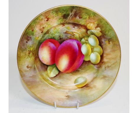 Royal Worcester hand painted fruit plate signed E.Townsend, diameter15cm approx