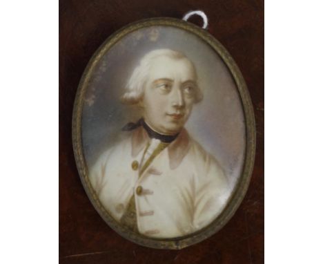 Antique framed portrait miniature of a gentleman handpainted on ivory and signed lower right, height 9.5cm approx. NB. This i