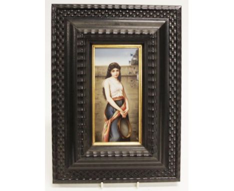 Good antique handpainted  porcelain plaque attributed to KPM, portrait of a Young Woman, hand painted on porcelain plaque, in