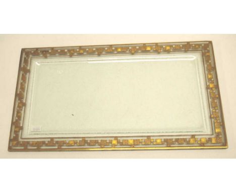 Peter Crisp Australian studio glass platter with gilt decorated rim, signature to base, DE2042  Barneys to base
