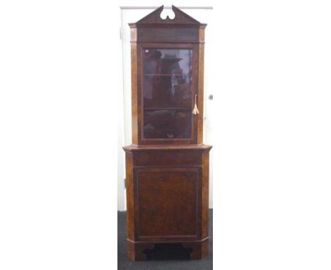 Vintage walnut corner cabinet 69cm wide, 195cm high approx