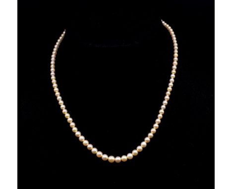 A good vintage cultured pearl necklace for restringing, Approx 3.5mm - 6.5mm white pearls, showing a good lustre, length 45cm
