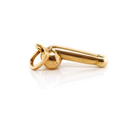 Vintage gold phallus charm or "fascinus" unmarked, approx weight 4.49 grams. Tests as 14ct