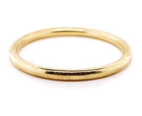 9ct yellow gold bangle approx weight 12.30 grams, inside width 62mm, hollow tube with surface bruising. Surface tests as 9ct,