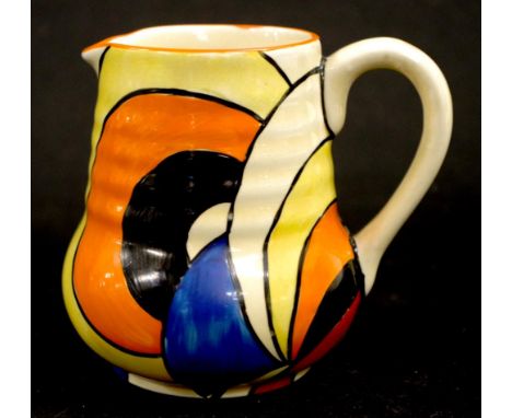 Good Clarice Cliff Bizarre swirl pattern jug height 10cm