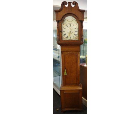 George III oak longcase clock with 8 day striking movement (bell), the face with seconds hand and date aperture signed Thos R