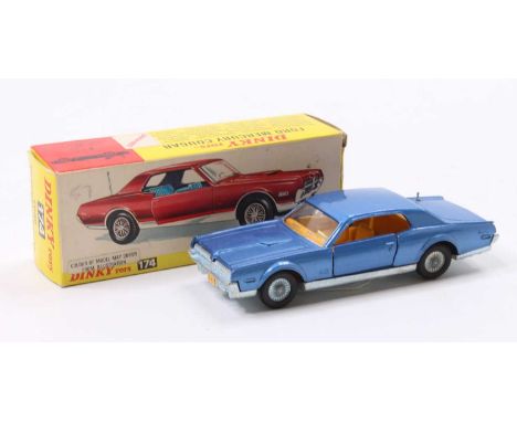 Dinky Toys, 174 Ford Mercury Cougar in metallic blue with orange/yellow interior and cast hubs, aerial mechanism still in wor