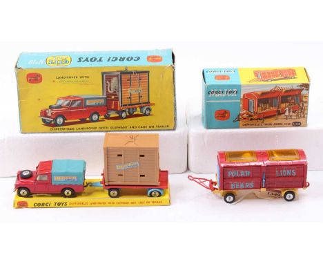 Corgi Toys boxed group of Chipperfields Circus models comprising Gift Set 19 Land Rover with elephant cage on trailer (VG-BG)