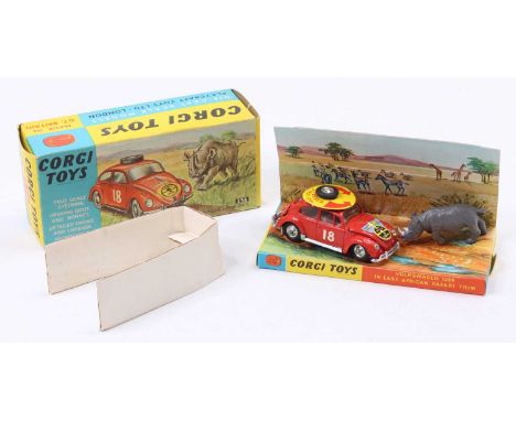 Corgi Toys No. 256 East African Safari gift set, comprising of Volkswagen 1200 Beetle with a Rhinoceros figure, housed in the