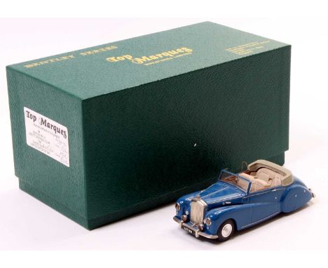 Top Marques 1/43rd scale white metal factory built model of a Bentley MK VI Abbott Drophead Coupe 1950, finished in blue, hou