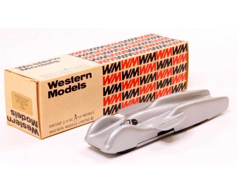 Western Models White metal 1/43rd scale No.WMS17 1939 Mercedes Benz T80, silver streamlined body with 6 large wheels, in the 