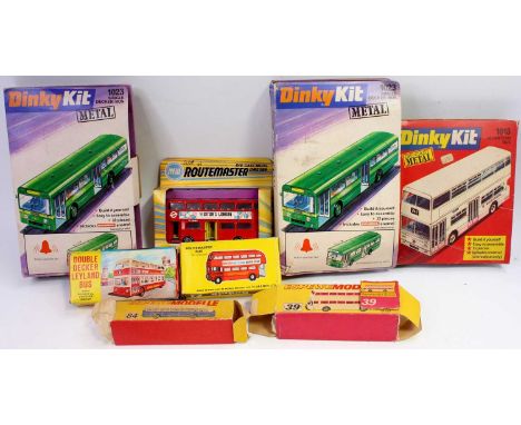 Dinky Toys boxed bus kit models to include No. 1018 Atlantean Bus and 2x No. 1023 Single Decker Bus, sold with a Budgie Route