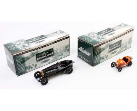 Milestone Miniatures Ltd 1/43rd scale "The Spirit of Brooklands" white metal racing car group, 2 examples to include MBC9 Fia