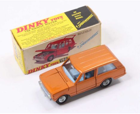 A Dinky Toys No. 192 Range Rover comprising of metallic bronze body with light blue interior and cast hubs, housed in the ori