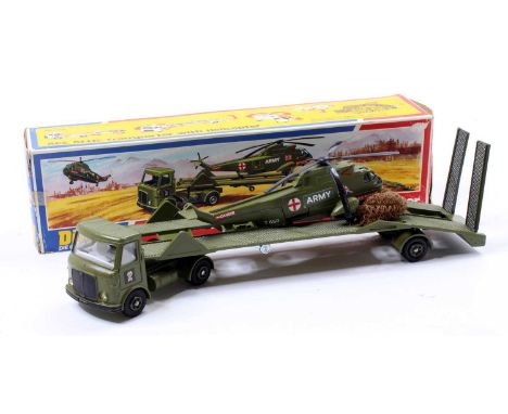 Dinky Toys No. 618 AEC Articulated Transporter with Helicopter with the netting, sold in the original all card illustrated bo