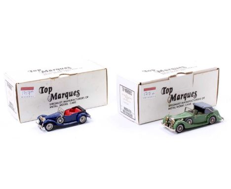 Top Marques 1/43rd scale white metal factory hand built model group, 2 examples to include HE3 Alvis Speed 20 Tourer Cross an