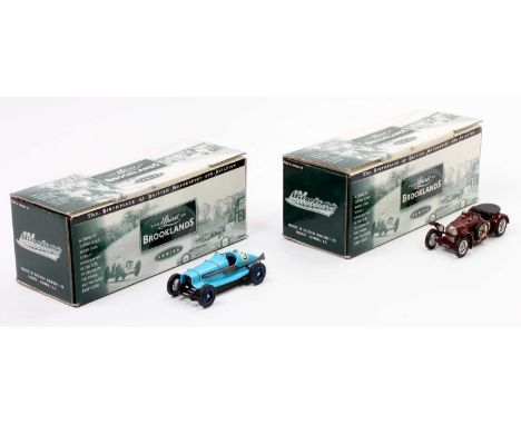 Milestone Miniatures Ltd 1/43rd scale "The Spirit of Brooklands" white metal racing car group, 2 examples to include MBC5 MG 