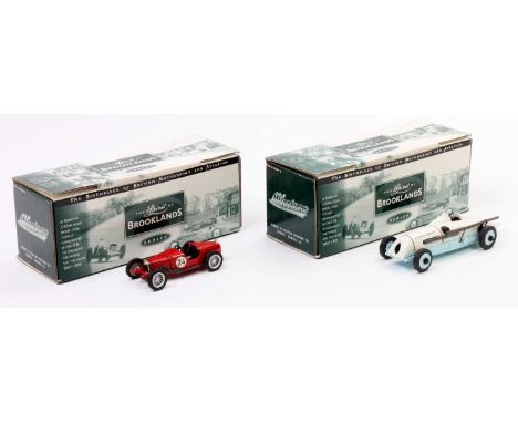 Milestone Miniatures Ltd 1/43rd scale "The Spirit of Brooklands" white metal racing car group, 2 examples to include MBC10 Le