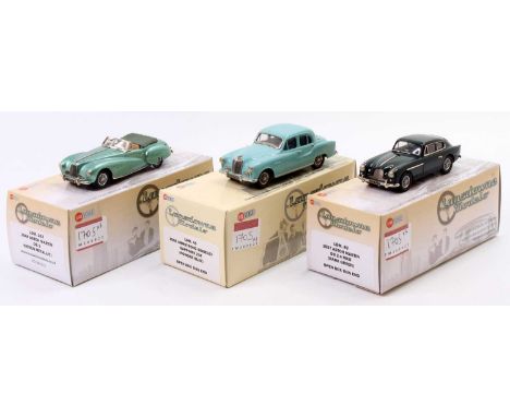 Lansdowne Models 1/43rd scale white metal vehicle group, 3 examples to include LDM102 1948 Aston Martin DB1, LDM45 1958 Armst