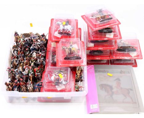 A collection of 40-50 loose and boxed Del Prado Cavalry of the Napoleonic Wars white metal painted figures, specific examples