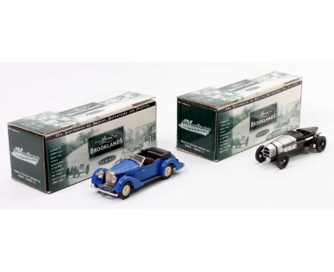 Milestone Miniatures Ltd 1/43rd scale "The Spirit of Brooklands" white metal racing car group, 2 examples to include MBC29 Ma