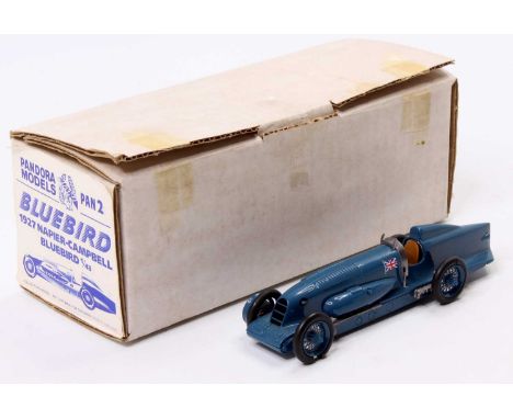 Pandora Models of UK, No.PAN2 white metal 1/43 scale handbuilt landspeed record car, No. PAN2 1927 Campbell Bluebird, rare ex