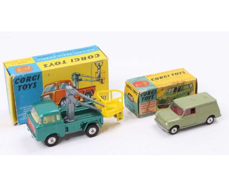 Corgi Toys 2 boxed models comprising No. 450 Austin Mini Van comprising of metallic green body with red interior and spun hub