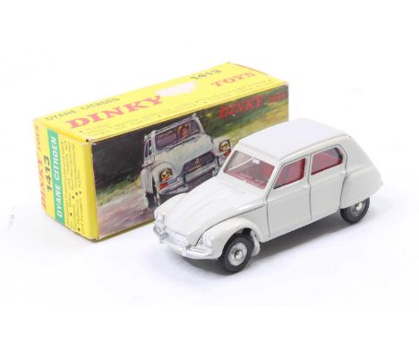 Dinky Toys, Spanish issue, 1413 Citroen Dyane, off-white/grey body with red interior, concave hubs, in the original all-card 