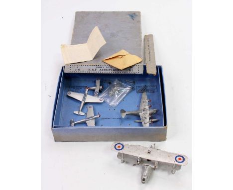 A Dinky Toys pre-war No. 61 RAF aeroplanes gift set, comprising of five various aircraft, housed in the original blue ground 