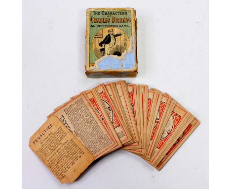 An unusual late 19th century The Characters of Charles Dickens card game, housed in the remains of the original card box, set