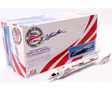 A Scaleworks limited edition 1/43 scale diecast model of the Spirit of America, landspeed record car, housed in the original 