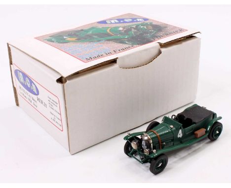 MCM by A.Fournier 1/43rd scale factory-built resin and white metal model of a Bentley 4.5 Litre Le Mans 1928 Race Car No.4, h