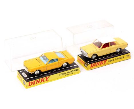 Dinky Toys Cased Diecast Group, 2 examples to include No.154 Ford Taunus 17M, and No.161 Ford Mustang Fastback 2+2, both case