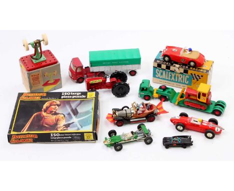 A collection of mixed toys including a Corgi Toys No. 266 Chitty Chitty Bang Bang with both wings and 3 figures in excellent 