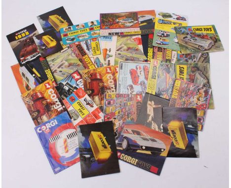 Collection of various Corgi Toys Brochures, point of sale items and catalogues, to include 1980s Fire Rescue Catalogue, 1969 
