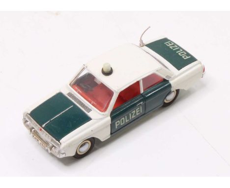 Dinky Toys No.261 Ford Taunus "Polizei" Car - finished in white, green, red interior, blue roof light, plastic aerial (VG-E)