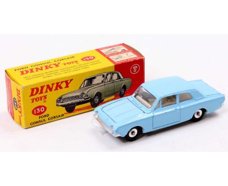 Dinky Toys No. 130 Ford Consul Corsair comprising pale blue body with white interior and spun hubs with metallic dark grey ba