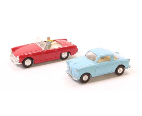 Spot On Models, 2 examples comprising No. 219 Austin Healey Sprite MKIII in red with a white interior and driver figure (VNM)