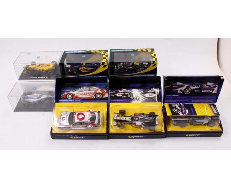 Scalextric slot cars boxed group of 7 including C2262 McLaren Mercedes F1 MP4-16 Mika Hakkinen, C2391A Mercedes CLK DTM Bernd