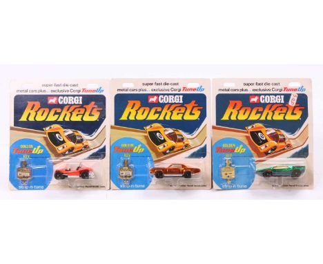 Corgi Rockets boxed group of 3 comprising a Cadillac Eldorado, Bertone Carabo, and Beach Buggy (M-BNM)