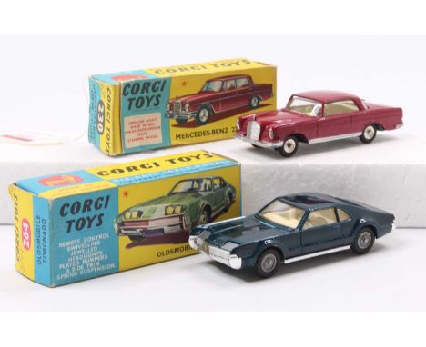 Corgi Toys boxed group of 2 comprising No. 264, Oldsmobile Toronado, metallic blue body with cream interior, detailed cast hu