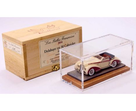 Heco Miniatures 1/43rd scale resin and white metal factory hand built model of a Delahaye 135M Cabriolet 1949, housed in the 