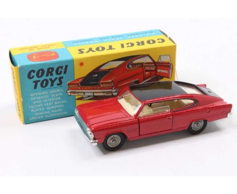 Corgi Toys No. 263 Marlin Rambler Sports Fastback, red body with black roof, cream interior, detailed cast hubs, in the origi