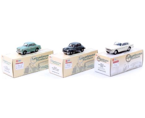 Lansdowne Models 1/43rd scale white metal vehicle group, 3 examples to include LDM71 1957 Wolseley 1500, LDM36 1952 Morris Mi